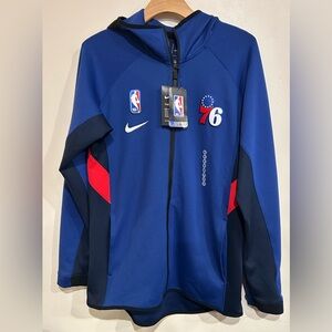 NWT Nike Dri-Fit Philadelphia 76ers Showtime NBA Zip Up Hoodie Jacket Mens Med